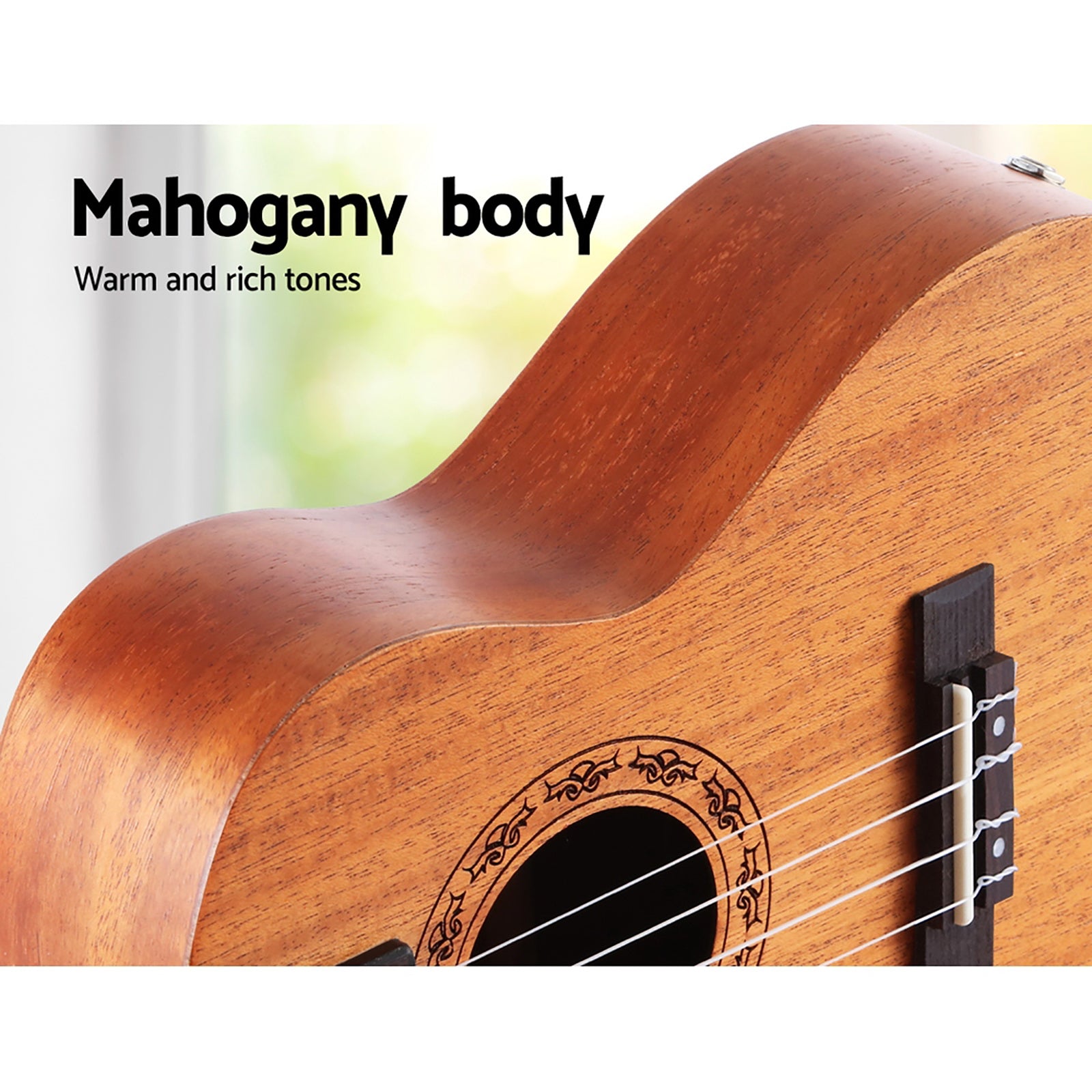 Alpha 26" Ukulele Natural Mahogany Tenor Beginner Gift w/ Carry Bag 5
