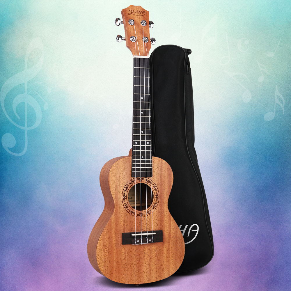 Alpha 26" Ukulele Natural Mahogany Tenor Beginner Gift w/ Carry Bag 7