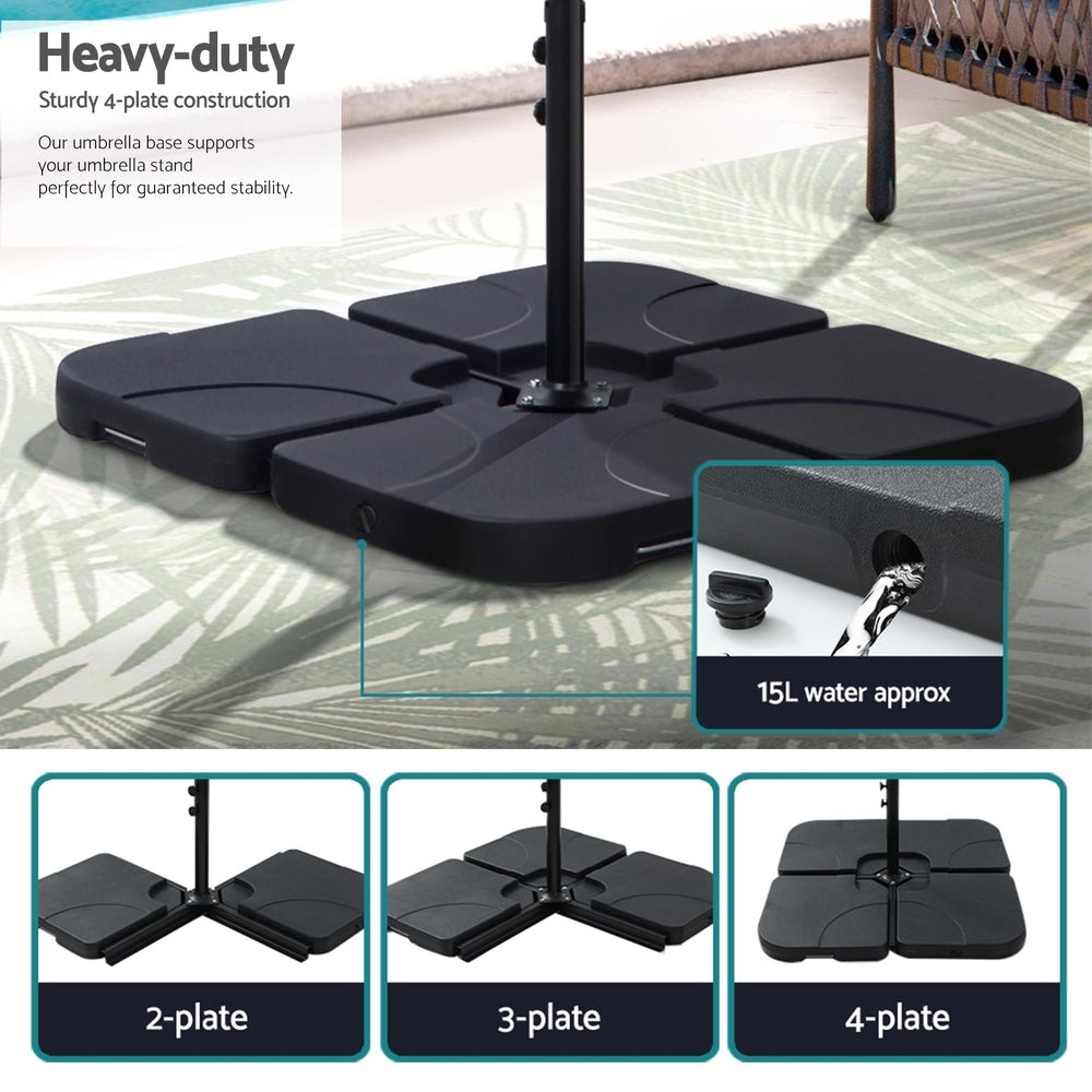 Instahut 3m Umbrella w/Base Outdoor Cantilever Beach Garden Patio Parasol Black 6