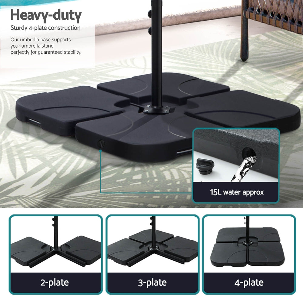 Instahut 3m Umbrella w/Base Outdoor Cantilever Beach Garden Patio Parasol Charcoal 6