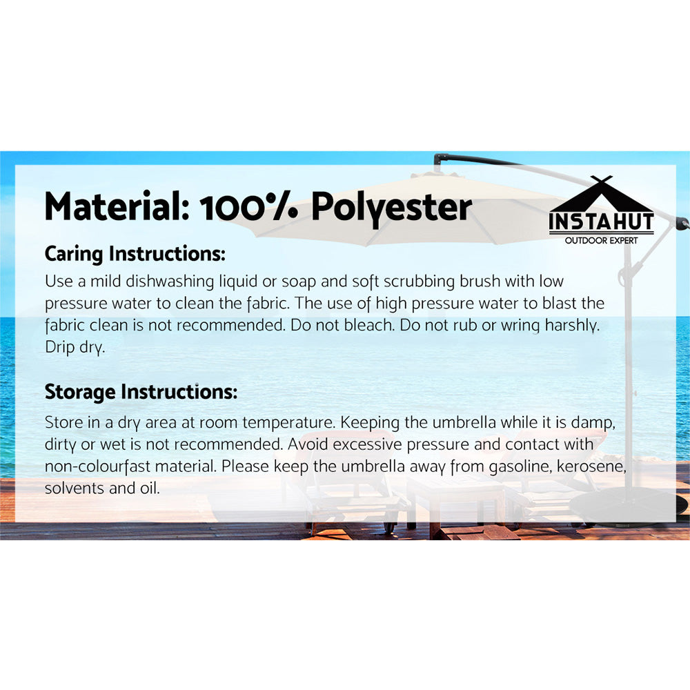 Instahut 3m Outdoor Umbrella Cantilever Beach Garden Patio Black 6