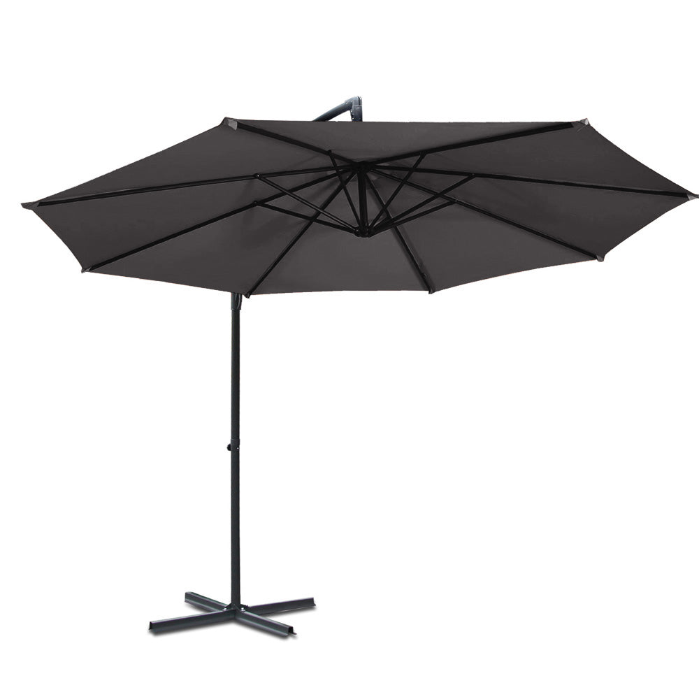 Instahut 3m Outdoor Umbrella Cantilever Beach Garden Patio Charcoal 3