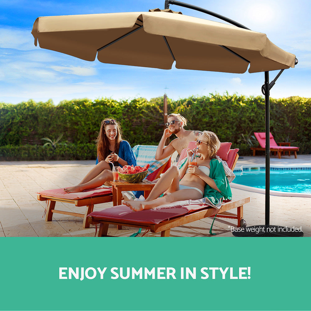 Instahut 3m Outdoor Umbrella Cantilever Garden Beach Patio Beige 6