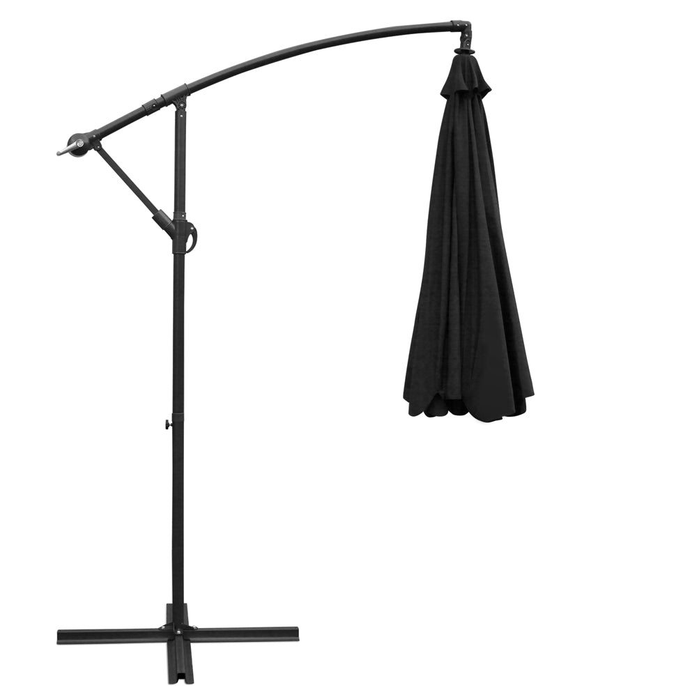 Instahut 3m Outdoor Umbrella Cantilever Garden Beach Patio Black 3
