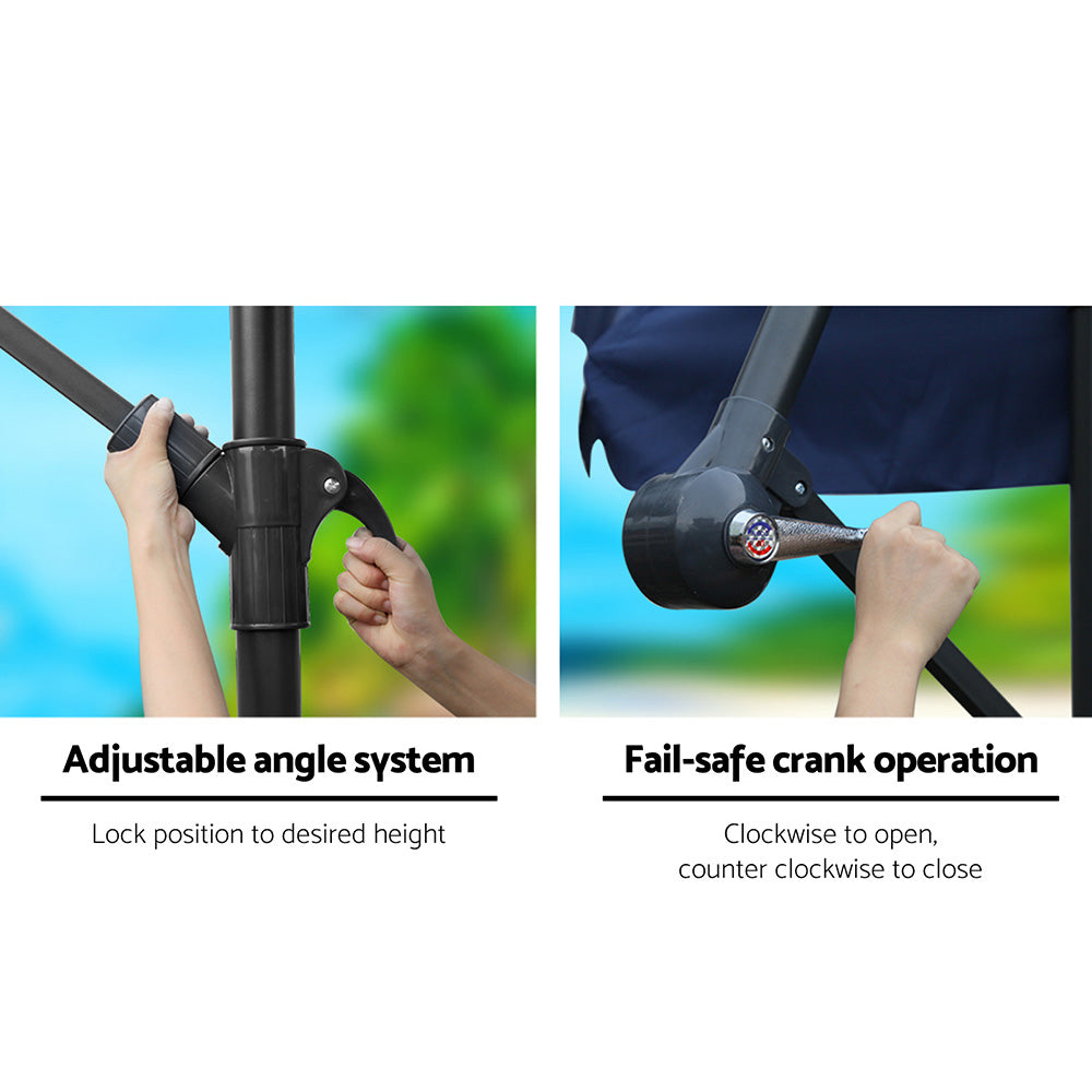 Instahut 3m Outdoor Umbrella Cantilever Garden Beach Patio Navy 6