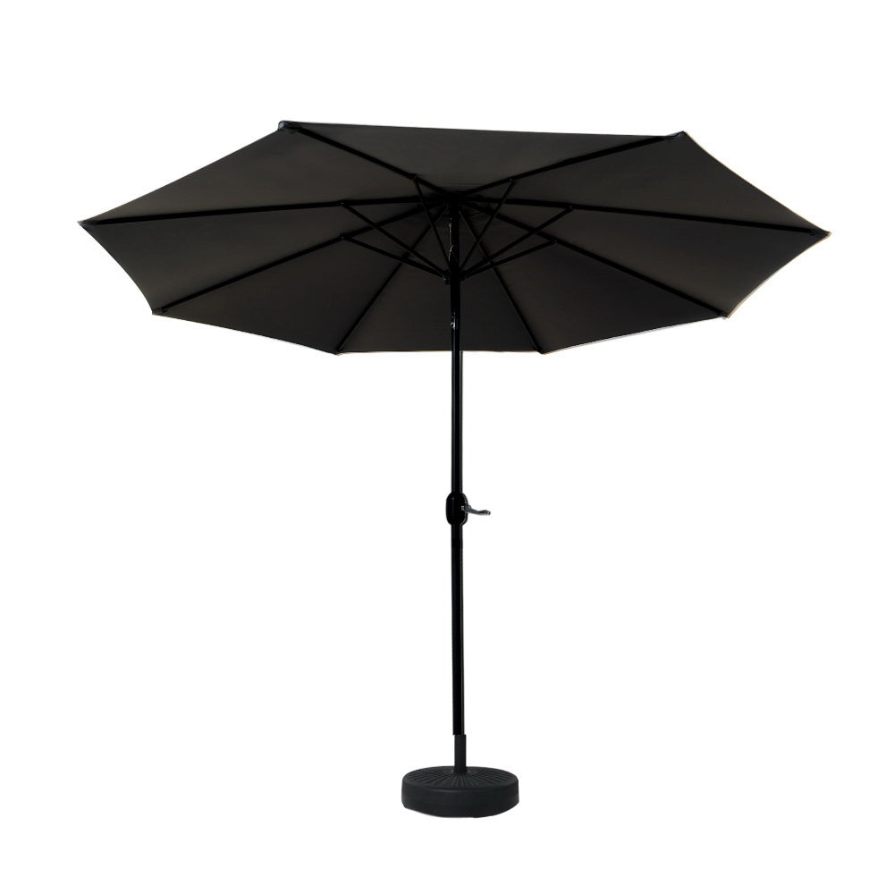 Instahut Outdoor Umbrella 2.7m Base Beach Pole Garden Tilt Sun Patio UV Black 3