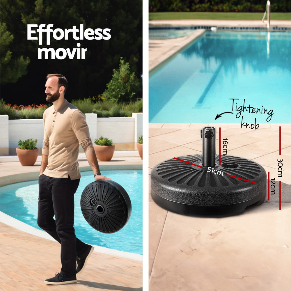 Instahut 2.7m Outdoor Umbrella w/Base Pole Stand Garden Sun Charcoal 6