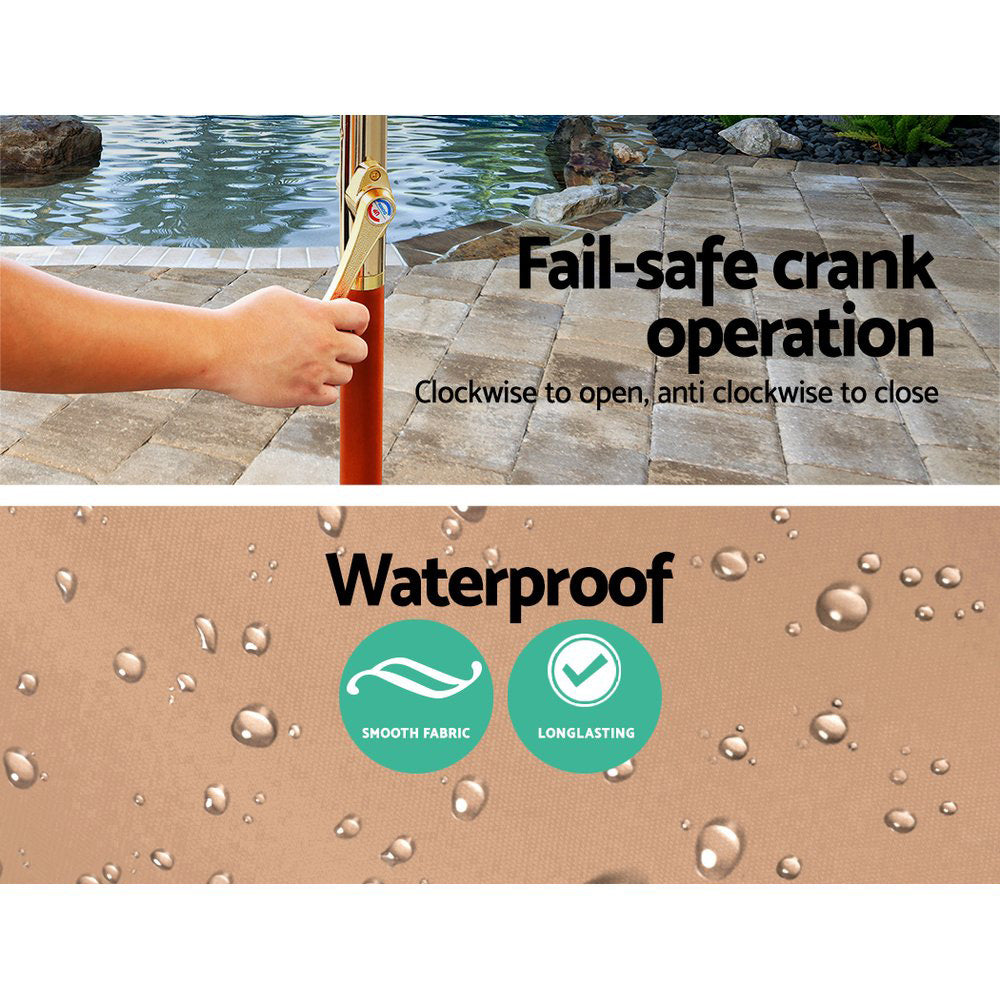 Instahut 3m Outdoor Umbrella Pole Umbrellas Beach Garden Sun Stand Patio Beige 5