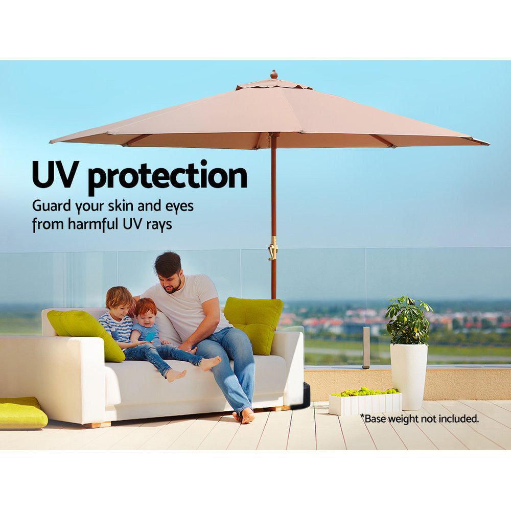 Instahut 3m Outdoor Umbrella Pole Umbrellas Beach Garden Sun Stand Patio Beige 6