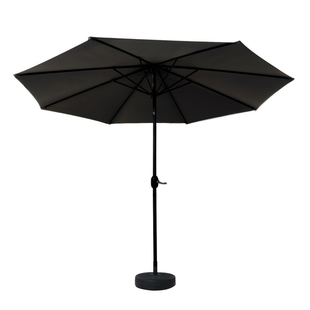 Instahut Outdoor Umbrella 3m Base Beach Pole Garden Tilt Sun Patio UV Black 3