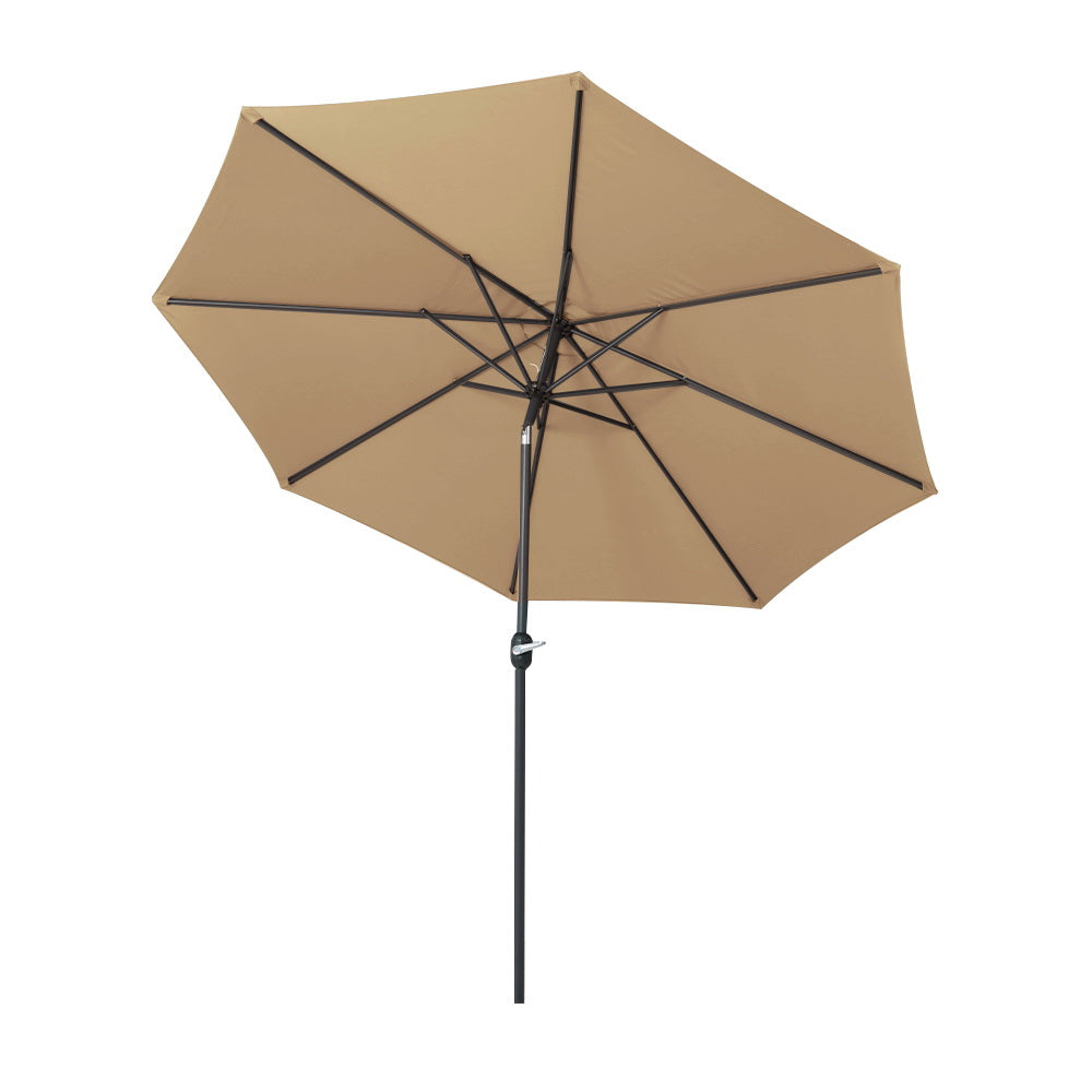 Instahut 3m Outdoor Umbrella Beach Pole Garden Patio Tilt Beige 3