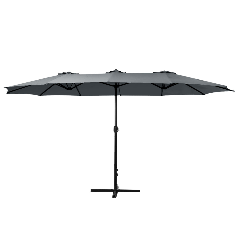 Instahut 4.57m Outdoor Umbrella Beach Pole Garden Tilt Charcoal 3