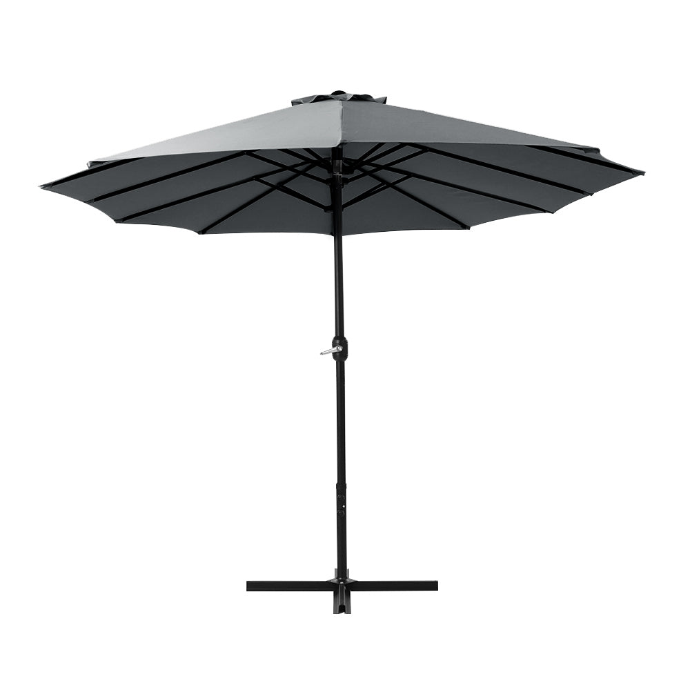 Instahut 4.57m Outdoor Umbrella Beach Pole Garden Tilt Charcoal 4
