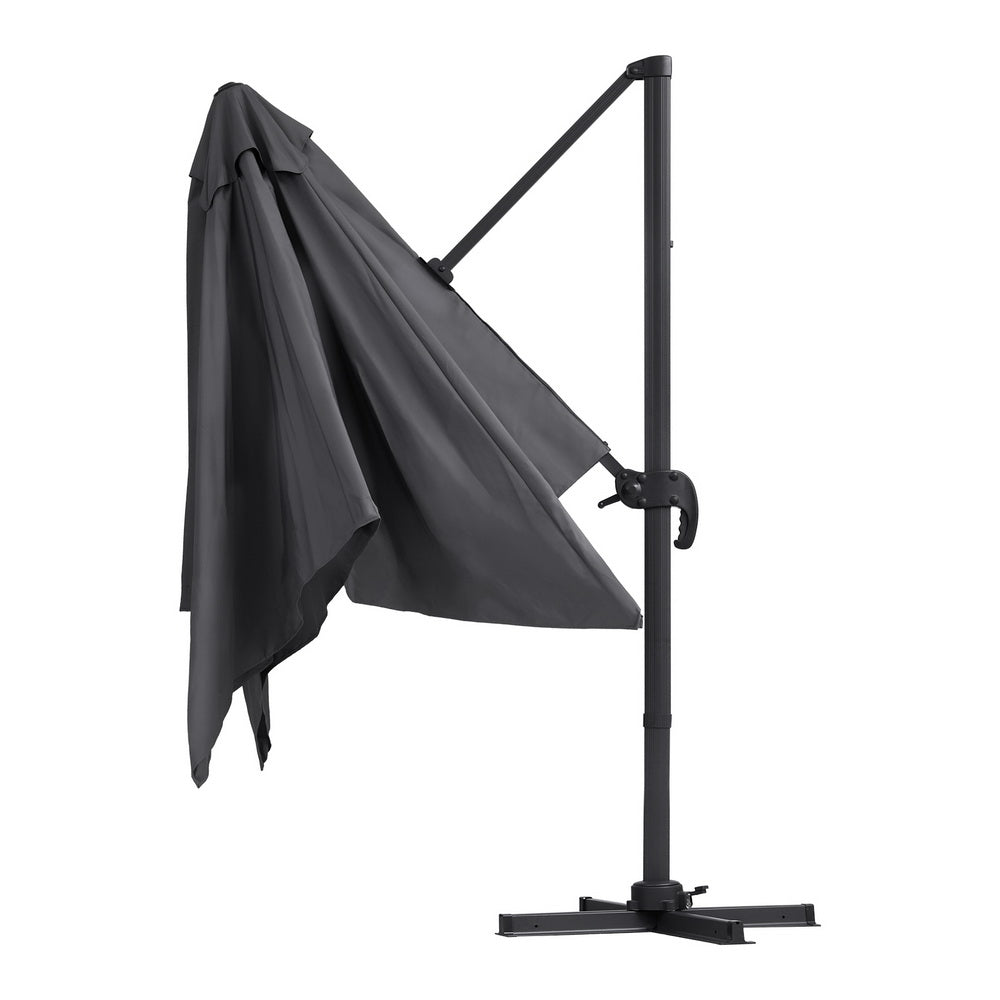 Instahut Outdoor Umbrella 3m Umbrellas Cantilever Stand Sun Roma 360 Degree Charcoal 3