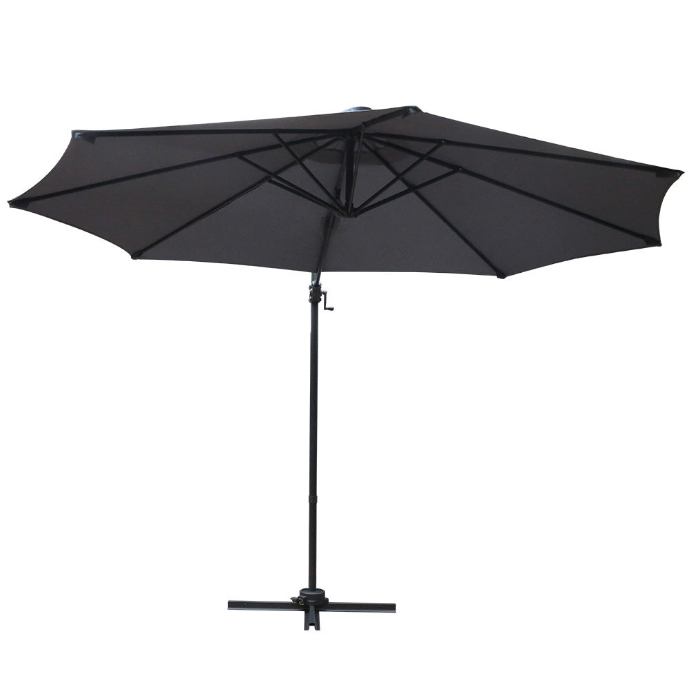 Instahut 3m Outdoor Umbrella Cantilever 360 Degree Tilt Beach Roma Charcoal 3