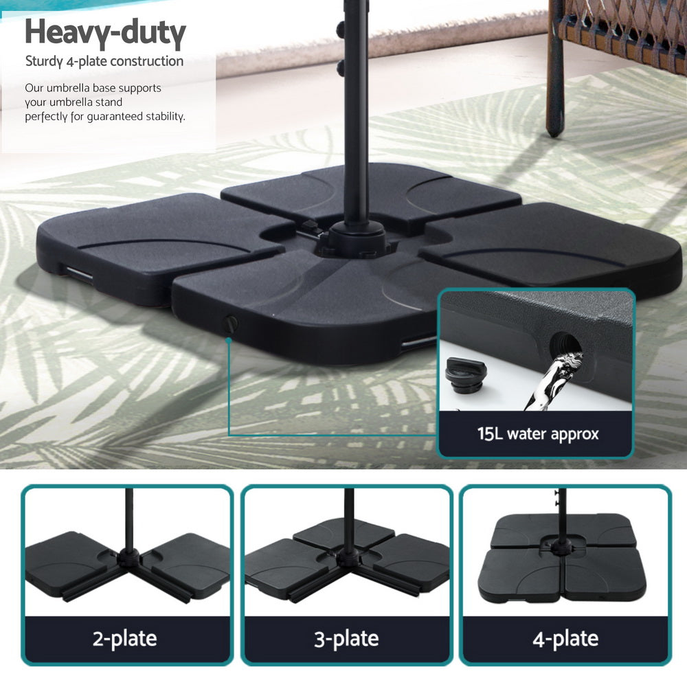 Instahut 3m Outdoor Umbrella w/Base Cantilever Beach Roma 360 Degree Tilt Grey 6