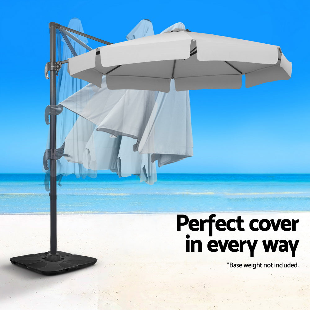 Instahut 3m Outdoor Umbrella Cantilever 360 Degree Tilt Beach Roma Grey 5