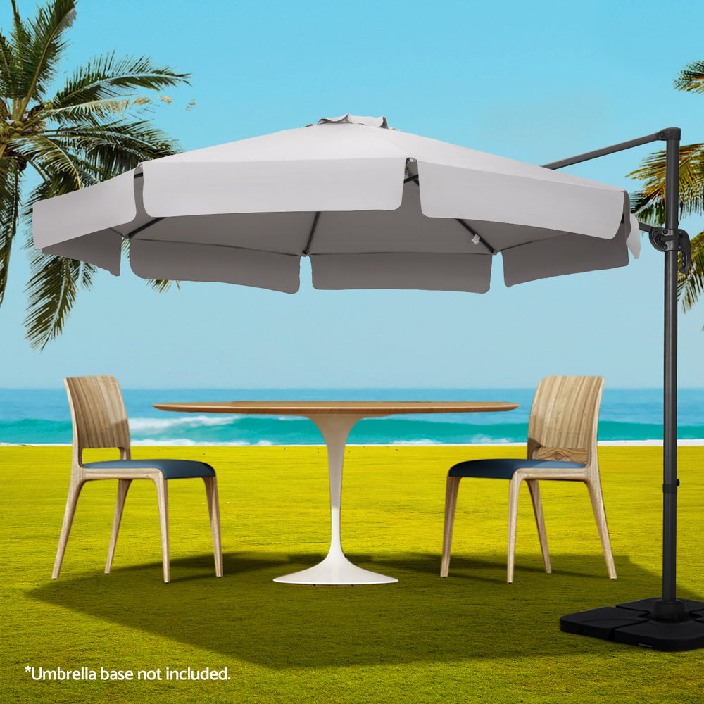 Instahut 3m Outdoor Umbrella Cantilever 360 Degree Tilt Beach Roma Grey 7