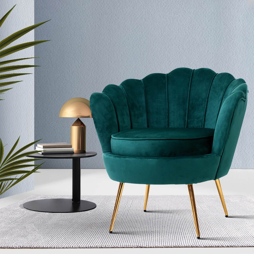 Artiss Armchair Velvet Green Callista 8