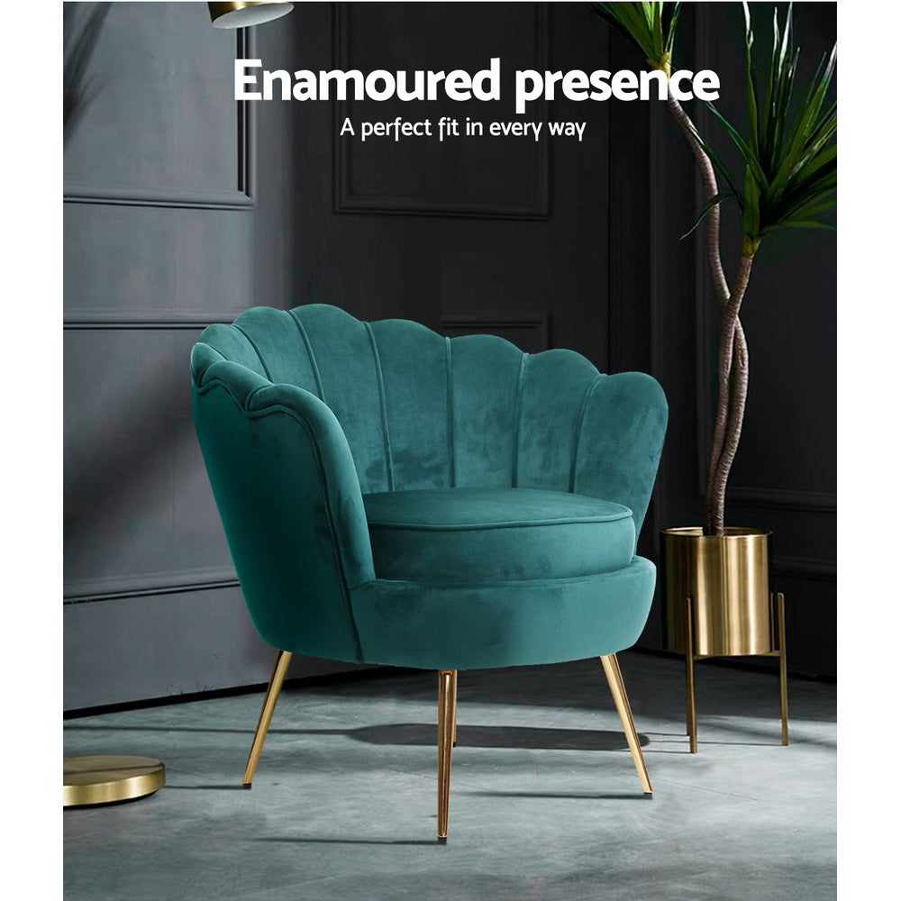 Artiss Armchair Velvet Green Callista 3