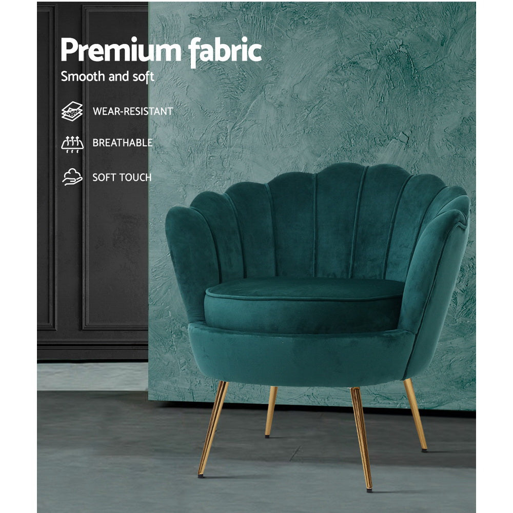 Artiss Armchair Velvet Green Callista 4