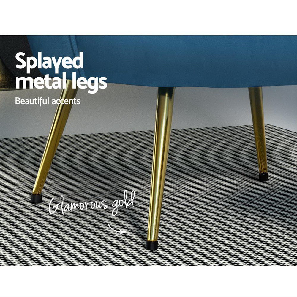 Artiss Armchair Velvet Blue Callista 5