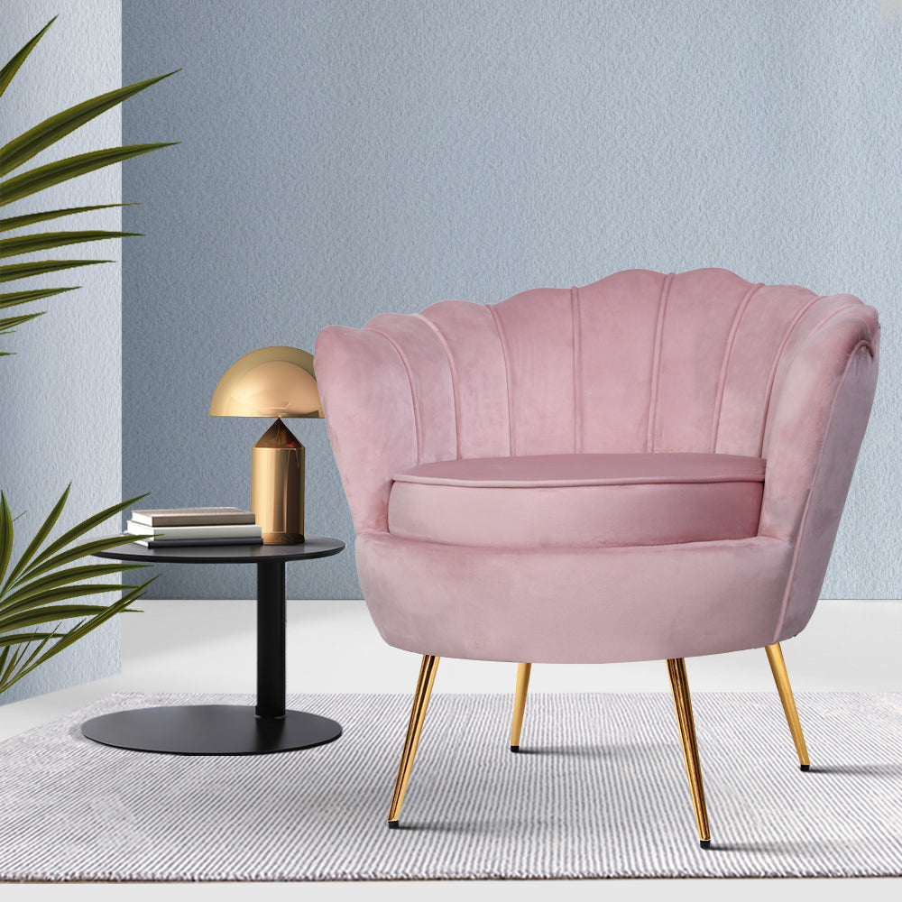 Artiss Armchair Velvet Pink Callista 7