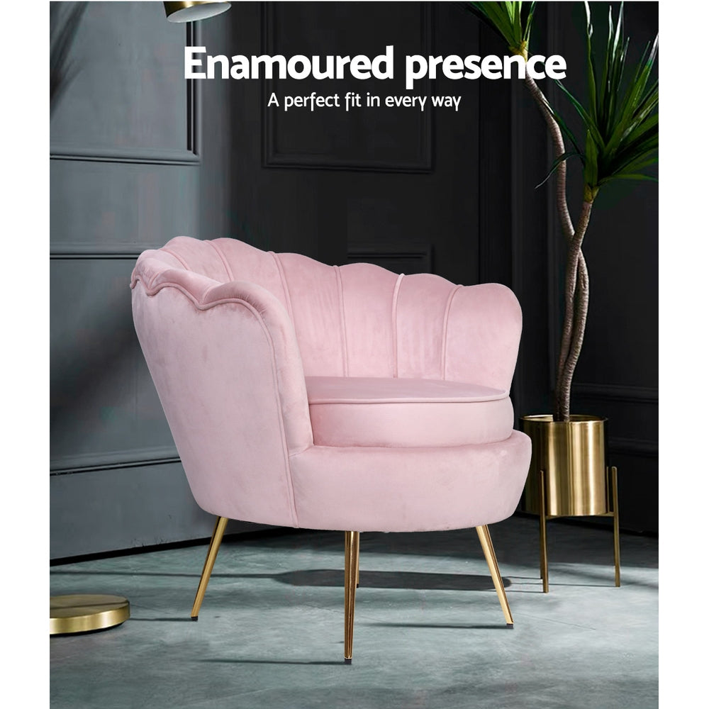 Artiss Armchair Velvet Pink Callista 3