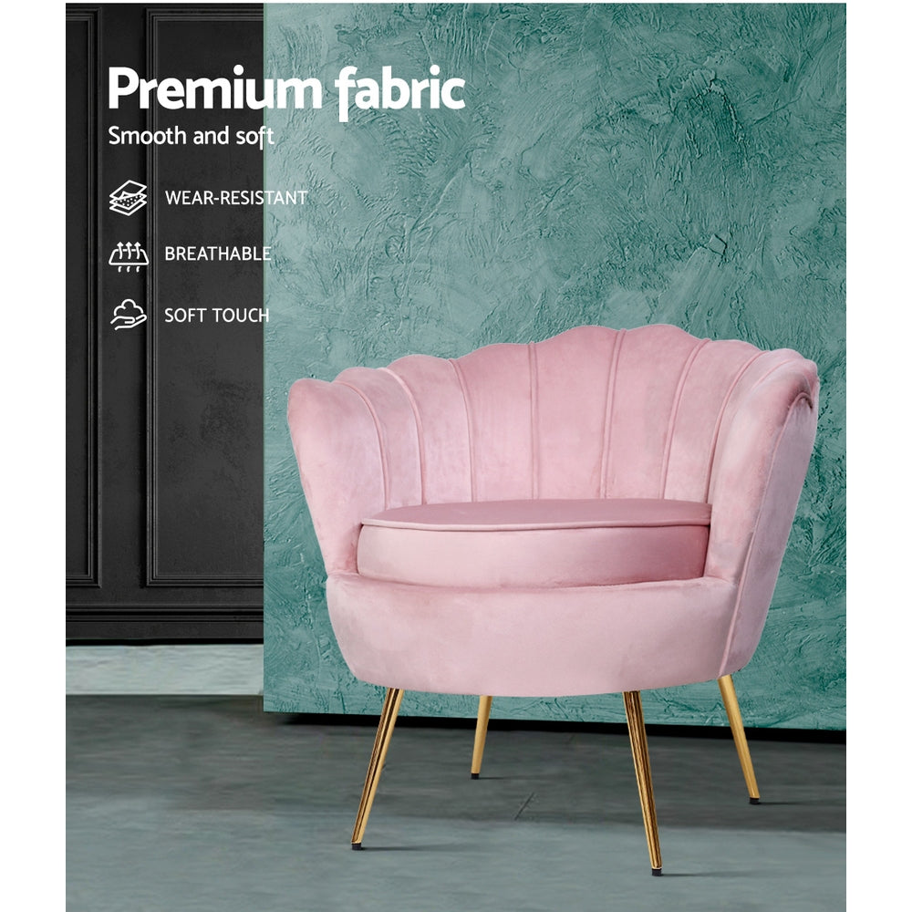 Artiss Armchair Velvet Pink Callista 4