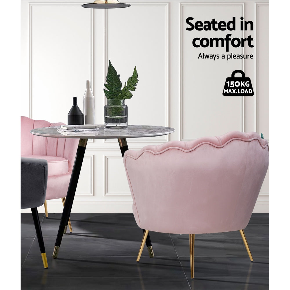 Artiss Armchair Velvet Pink Callista 5