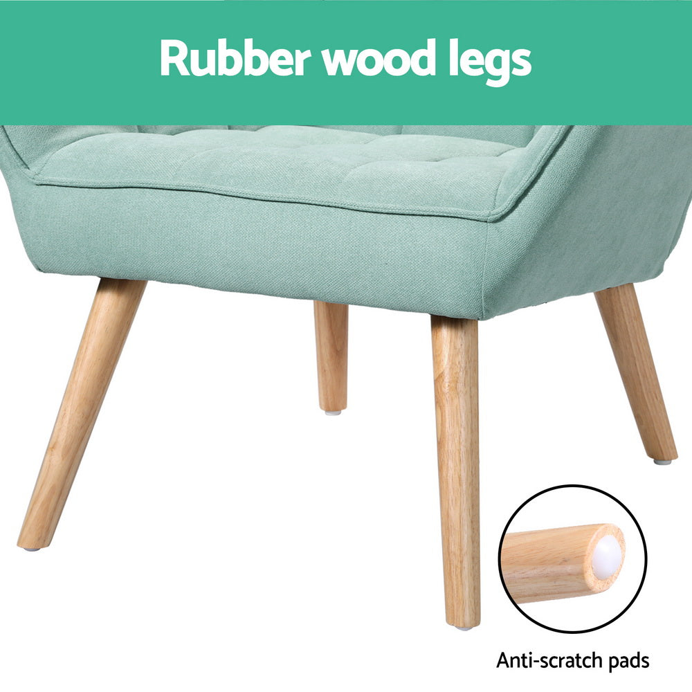 Artiss Armchair Lounge Chair Accent Chairs Sofa Linen Fabric Cushion Seat Blue 6