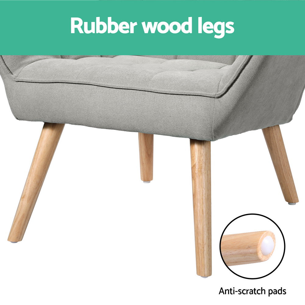 Artiss Armchair Lounge Chair Accent Chairs Sofa Linen Fabric Cushion Seat Grey 6