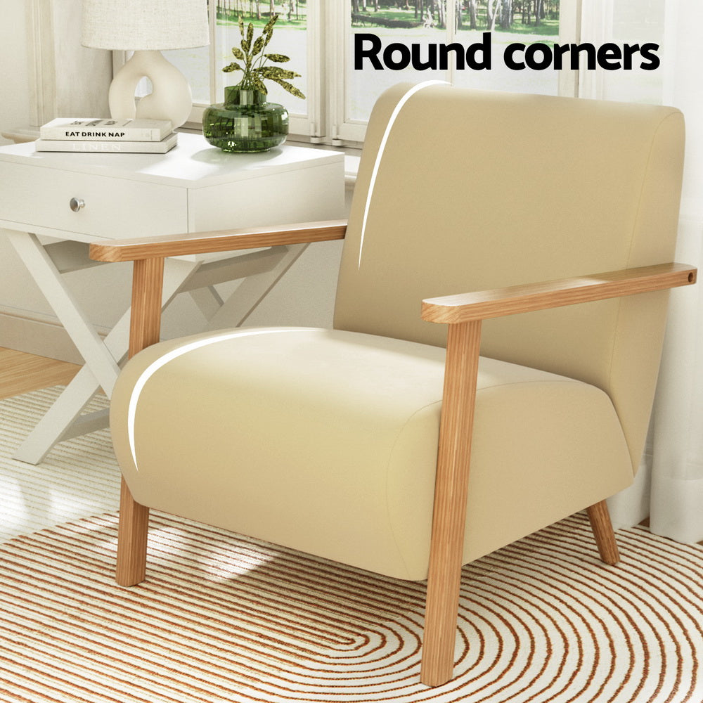 Artiss Armchair Velvet Yellow Olie 4