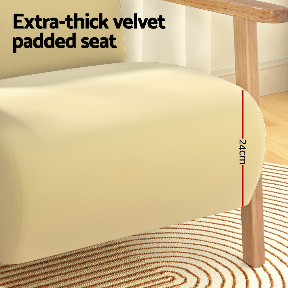 Artiss Armchair Velvet Yellow Olie 5