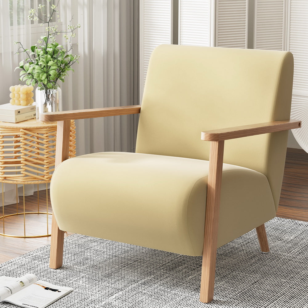 Artiss Armchair Velvet Yellow Olie 7