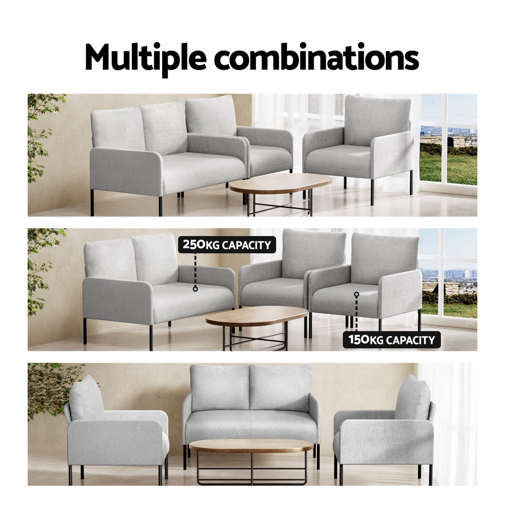 Artiss Armchair 4 Seater Sofa Set Pillow Gery Kane 6