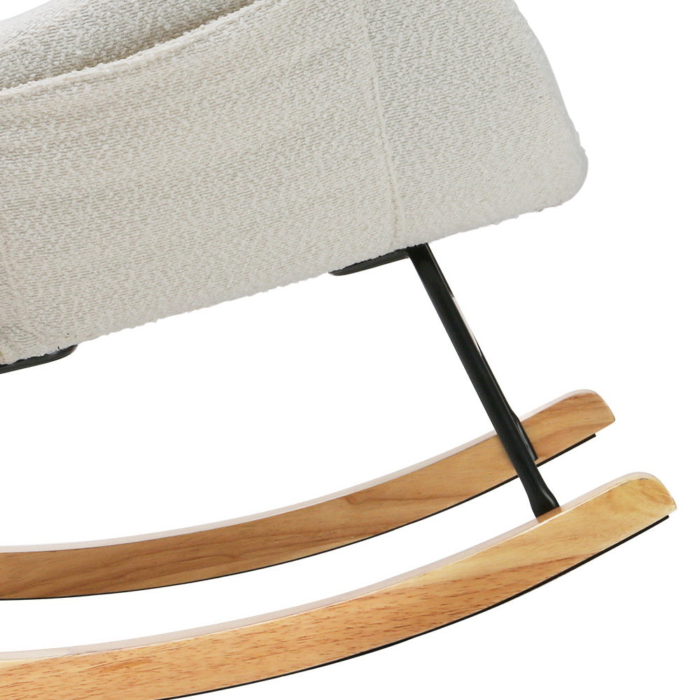 Artiss Rocking Chair Armchair Pillow Boucle White 4