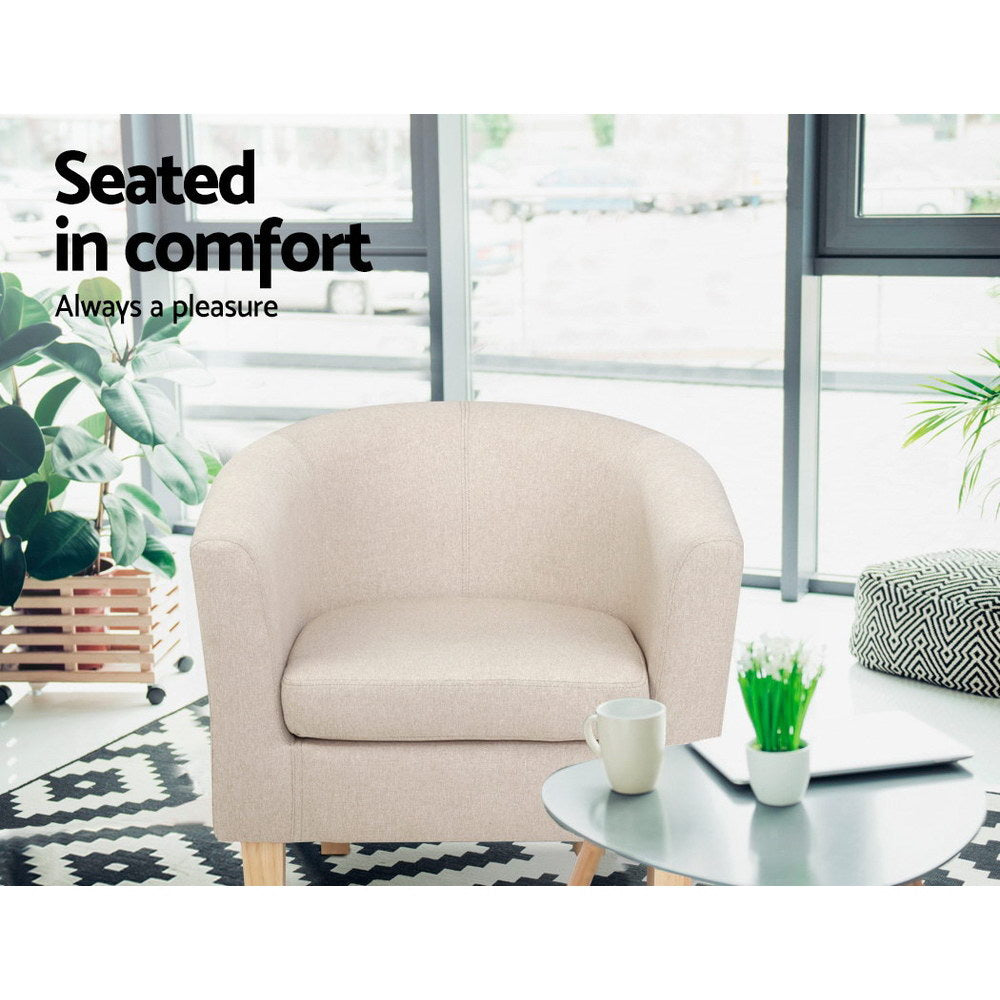 Artiss Armchair Tub Chair Beige Abby 4