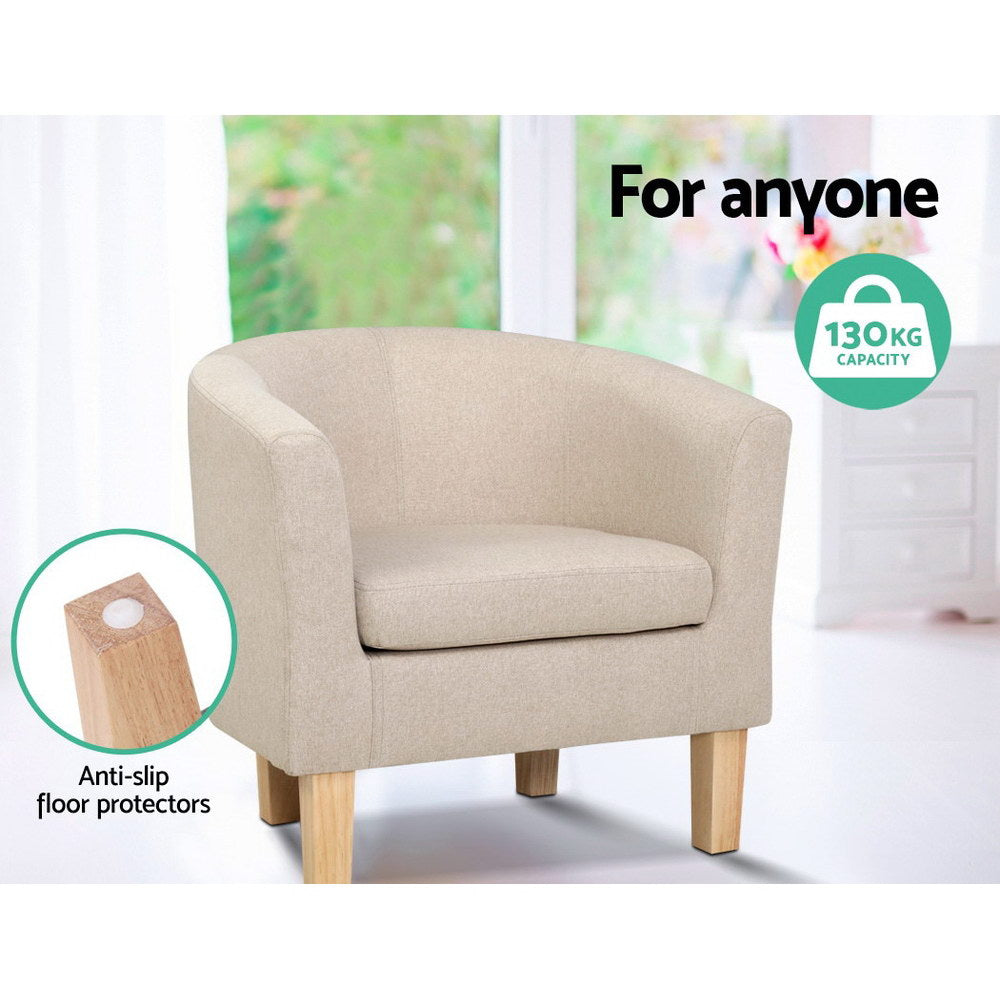 Artiss Armchair Tub Chair Beige Abby 5