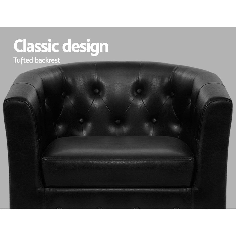 Artiss Armchair Set with Ottoman Black Ava 3