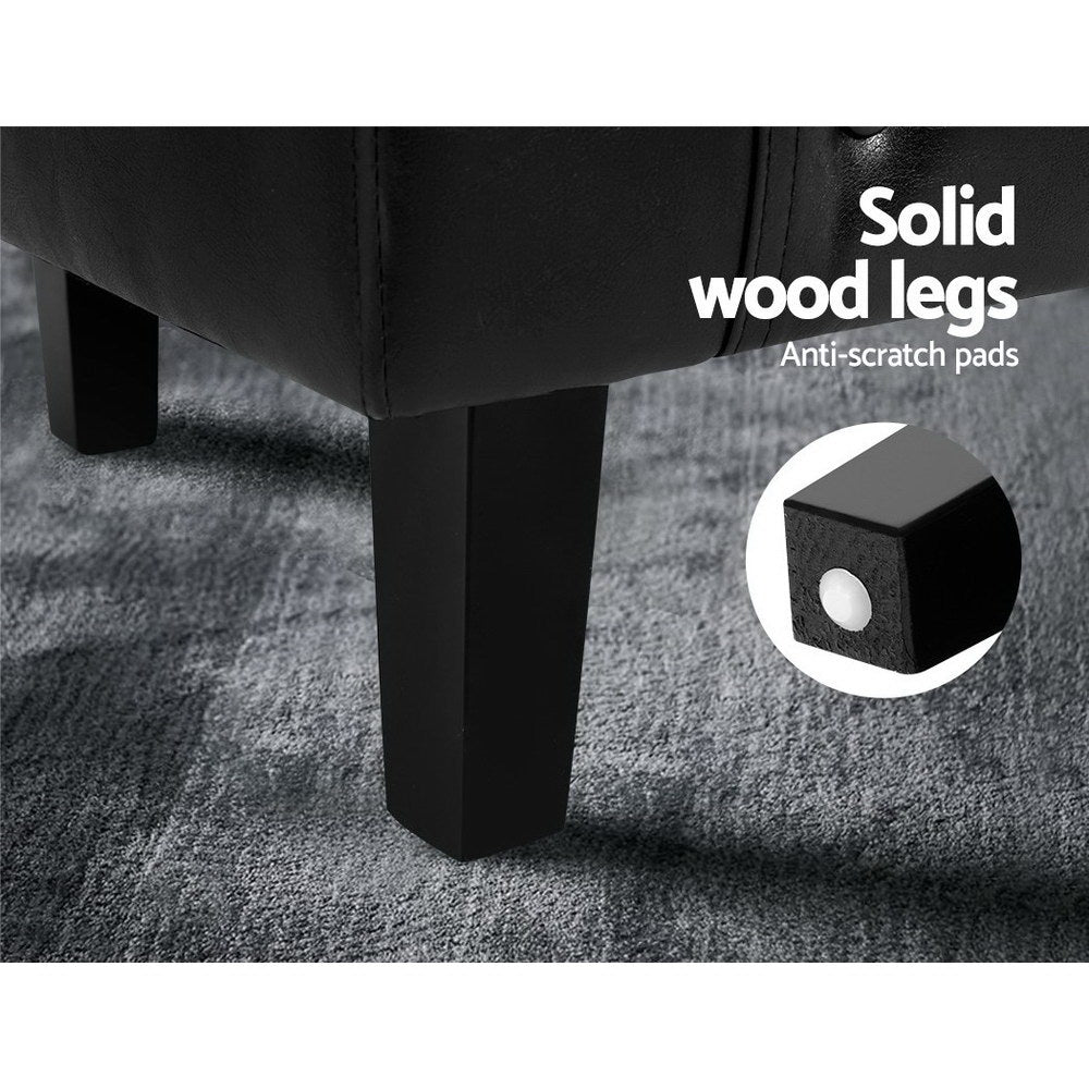 Artiss Armchair Set with Ottoman Black Ava 6