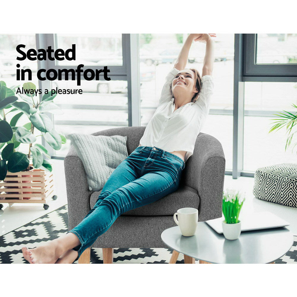 Artiss Abby Fabric Armchair - Grey 4