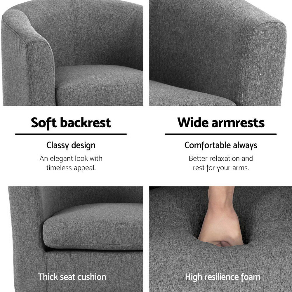 Artiss Abby Fabric Armchair - Grey 6