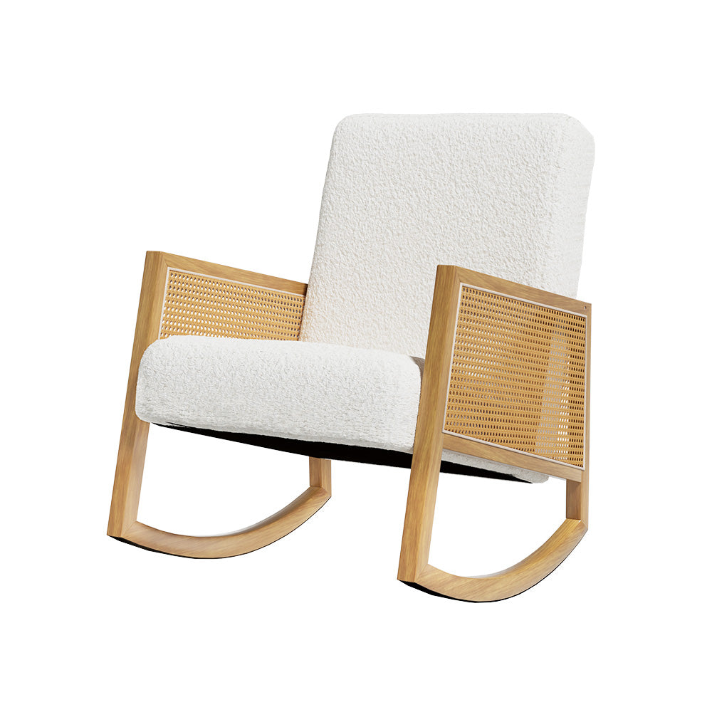 Artiss Armchair Rocking Chair Boucle Rattan White 8