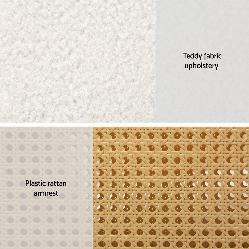 Artiss Armchair Rocking Chair Boucle Rattan White 7