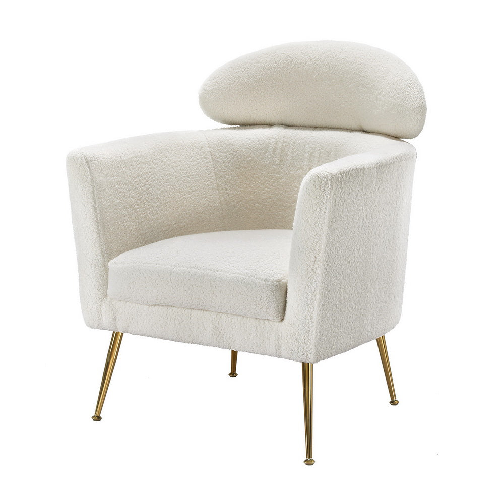 Artiss Armchair Boucle Fabric White Yoli 7