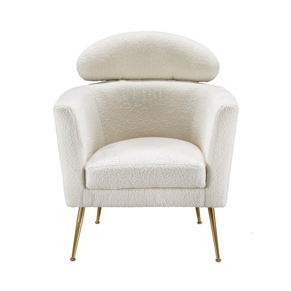 Artiss Armchair Boucle Fabric White Yoli 3