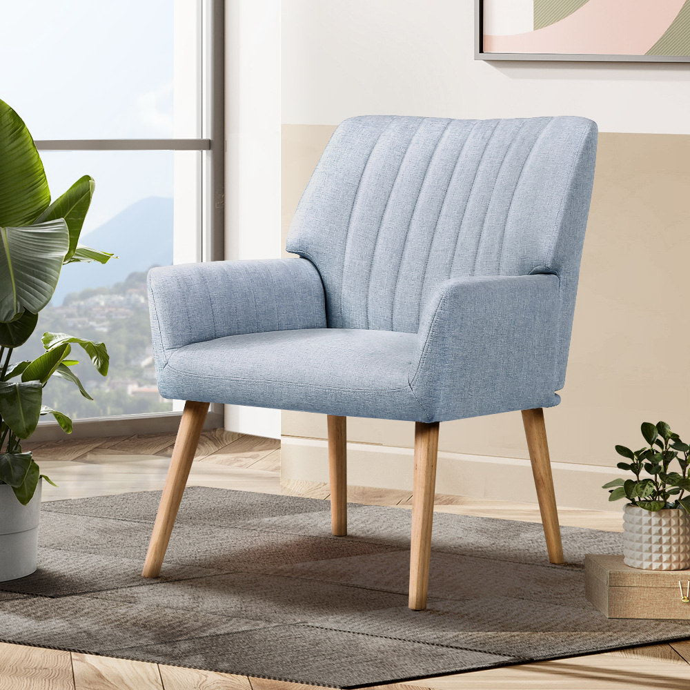 Artiss Armchair Fabric Blue Grey Sebastini 7