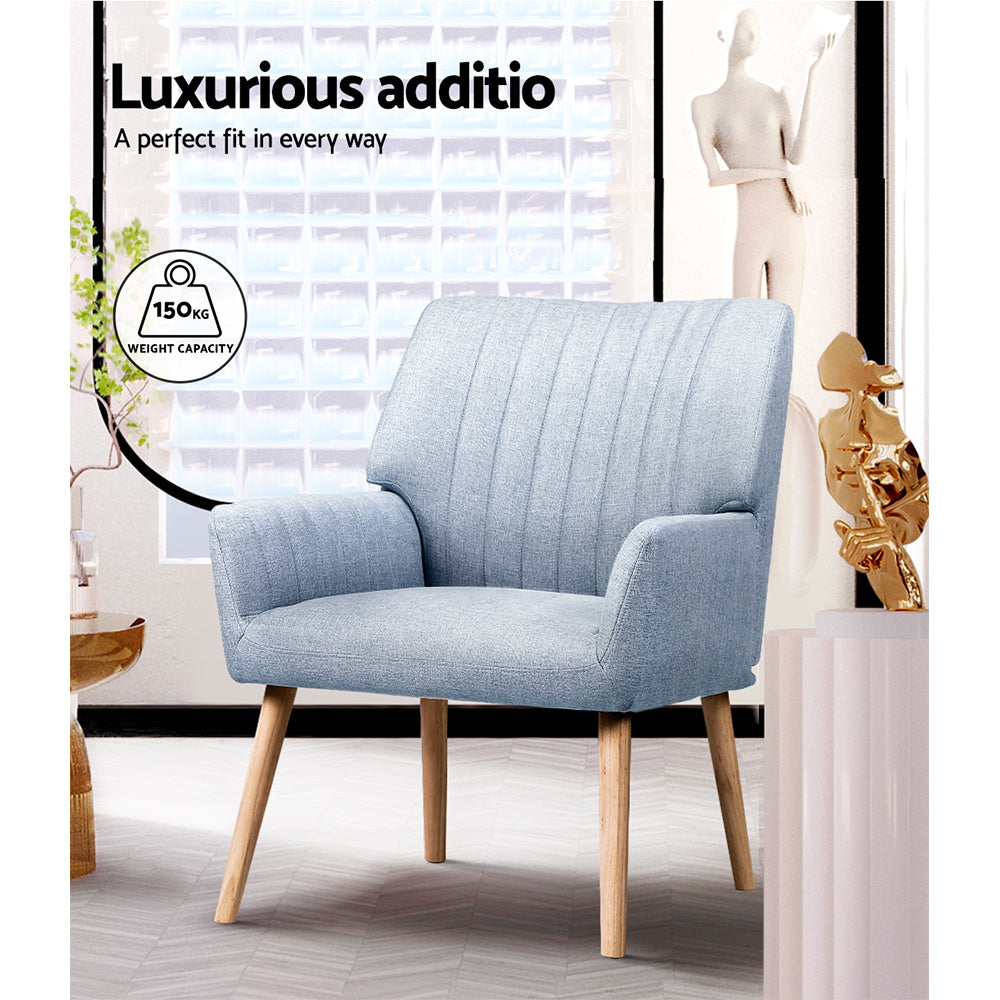 Artiss Armchair Fabric Blue Grey Sebastini 4