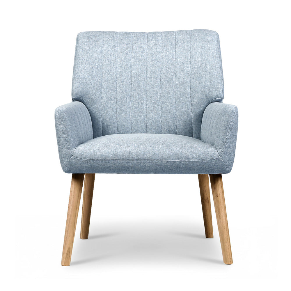 Artiss 2X Armchair Fabric Blue Grey 3